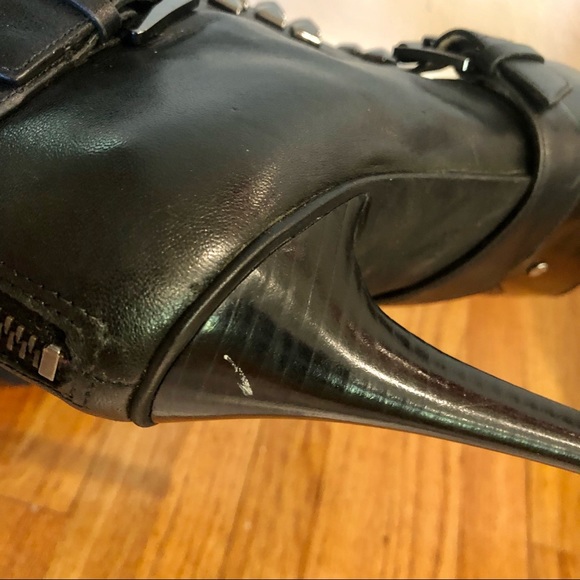 Michael Kors Leather Platform Stiletto Boots Detachable Studded Harness Sz 8.5 - Picture 12 of 16